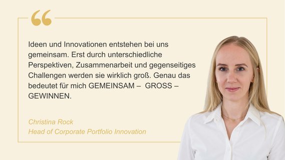 Zitat zur Kultur bei Rotkäppchen-Mumm von Ina Rock, Head of Corporate Portfolio Innovation