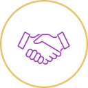 Two hands meeting in a symbolic handshake represent cooperation and unity.