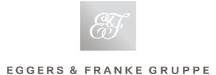 The Eggers & Franke Group logo features elegant lettering in white on a grey background.