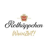 Ein stilvolles Logo von Rotkäppchen, das den Schriftzug 'WeinZeit!' in goldener Farbe unter dem Markennamen präsentiert.