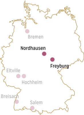 Locations Nordhausen and Freyburg