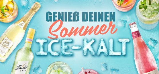 Bunte Cocktails und Getränke auf einem hellblauen Hintergrund, die den Sommer und Erfrischung symbolisieren.