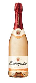 An attractive bottle of Rotkäppchen Rosé sparkling wine, covered with water droplets, promising freshness and enjoyment.