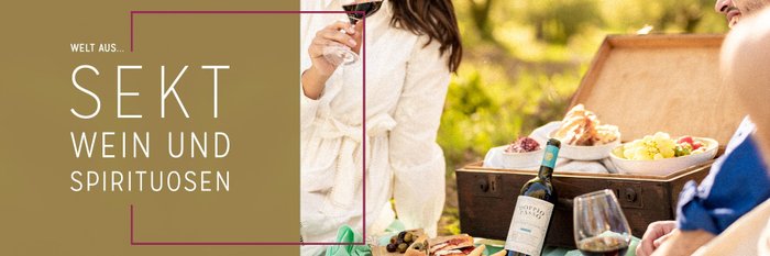 Eine entspannte Szene im Freien mit Freunden, die Wein und köstliche Snacks genießen, umgeben von Natur.