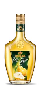 Die Flasche zeigt eine stilvolle Form und ein Etikett mit einer Birne, das den fruchtigen Likör von Eckes präsentiert.