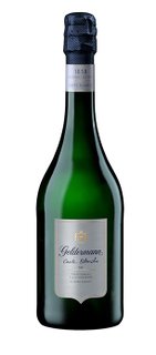 An elegant bottle of Geldemann Carte Blanche sparkling wine, presented in a simple, modern style.