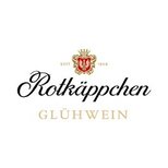 Das Logo von Rotkäppchen Glühwein zeigt elegante Schriftzüge und ein königliches Wappen, das Tradition und Qualität symbolisiert.