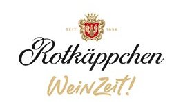 Ein stilvolles Logo von Rotkäppchen, das den Schriftzug 'WeinZeit!' in goldener Farbe unter dem Markennamen präsentiert.
