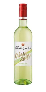 Eine Flasche Rotkäppchen Wein mit frischem, sprudelndem Aussehen, die in einem klaren, modernen Design präsentiert wird.
