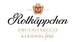 Das Logo von Rotkäppchen zeigt den Schriftzug in eleganter Schriftart, umgeben von einem königlichen Wappen.