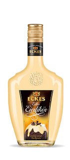 An attractive bottle design with the Eckes logo, presenting the delicious egg liqueur in a bright, inviting color.