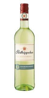 Eine Flasche Rotkäppchen Grauburgunder, die frisch und kühl aussieht, mit Wassertropfen auf der Oberfläche.