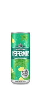 Pfeffi: Ein spritziges Getränk in einer bunten Dose, das Pfefferminze und Zitrone kombiniert, perfekt für heiße Tage.