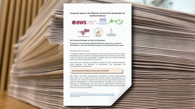 Screenshot des offenen Briefs gegen die geplante Sekt- und Alkoholsteuer