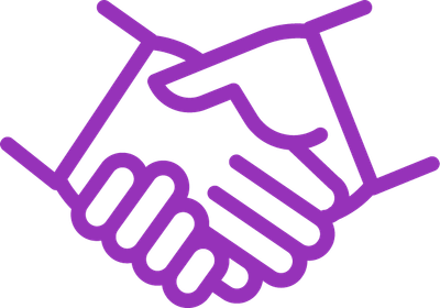 Two hands meeting in a symbolic handshake represent cooperation and unity.