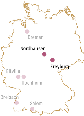 Locations Nordhausen and Freyburg