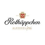 Das Logo von Rotkäppchen, das die Marke und den Slogan 'Alkoholfrei' in eleganter Schrift zeigt.