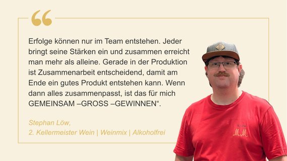 Zitat zur Kultur von Stephan Löw, 2. Kellermeister Wein | Weinmix | Alkoholfrei